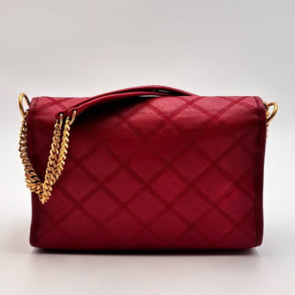 Saint Laurent Becky Quilted Leather Shoulder Bag Red Gold Hardware - Picture 2 of 13